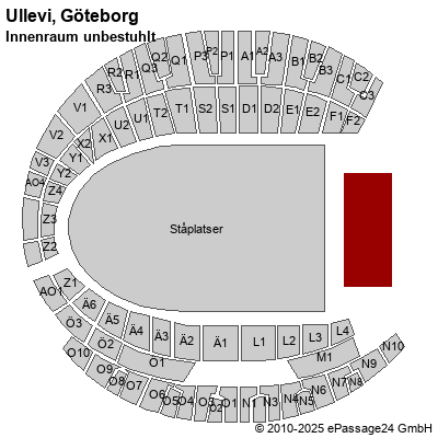 Saalplan Ullevi, Göteborg, Schweden, Innenraum unbestuhlt