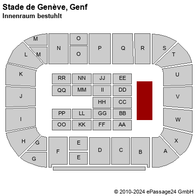 Saalplan Stade de Genève, Genf, Schweiz, Innenraum bestuhlt