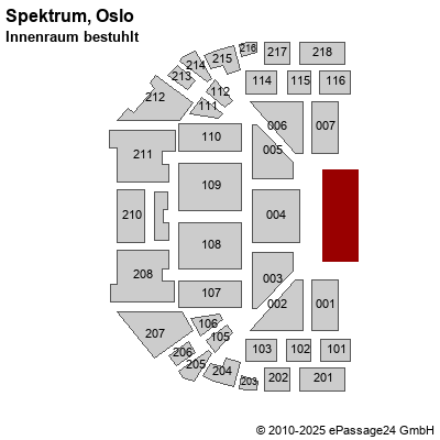 Saalplan Spektrum, Oslo, Norwegen, Innenraum bestuhlt