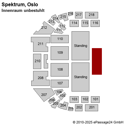 Saalplan Spektrum, Oslo, Norwegen, Innenraum unbestuhlt