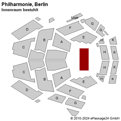 Saalplan Philharmonie, Berlin, Deutschland, Innenraum bestuhlt