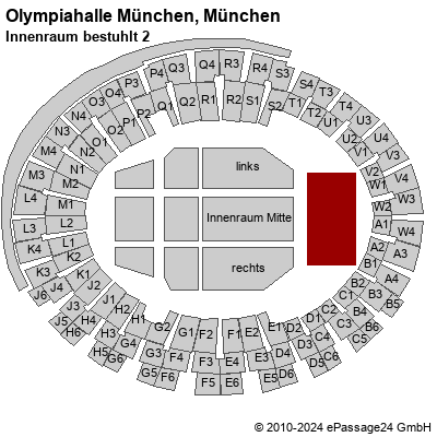 Saalplan Olympiahalle München, München, Deutschland, Innenraum bestuhlt 2