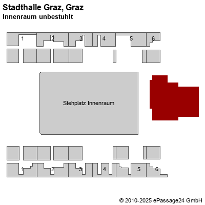 Saalplan Stadthalle Graz, Graz, Österreich, Innenraum unbestuhlt