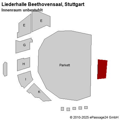 Saalplan Liederhalle Beethovensaal, Stuttgart, Deutschland, Innenraum unbestuhlt