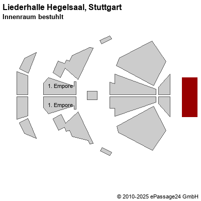 Saalplan Liederhalle Hegelsaal, Stuttgart, Deutschland, Innenraum bestuhlt