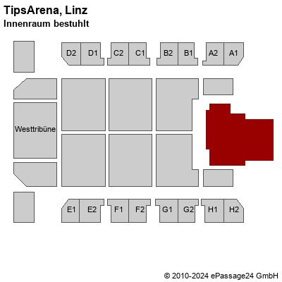 Saalplan TipsArena, Linz, Österreich, Innenraum bestuhlt