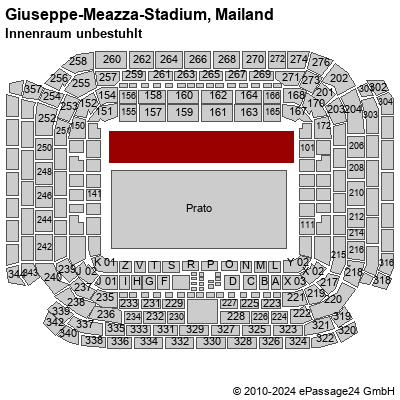 Saalplan Giuseppe-Meazza-Stadium, Mailand, Italien, Innenraum unbestuhlt