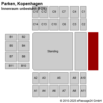 Saalplan Parken, Kopenhagen, Dänemark, Innenraum unbestuhlt (FOS)