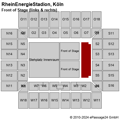 Saalplan RheinEnergieStadion, Köln, Deutschland, Front of Stage (links & rechts)