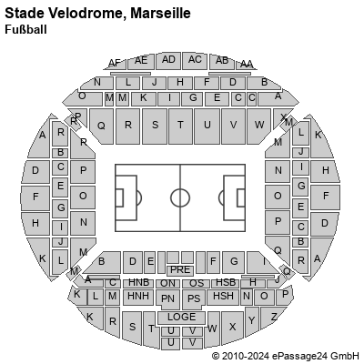 Saalplan Stade Velodrome, Marseille, Frankreich, Fußball