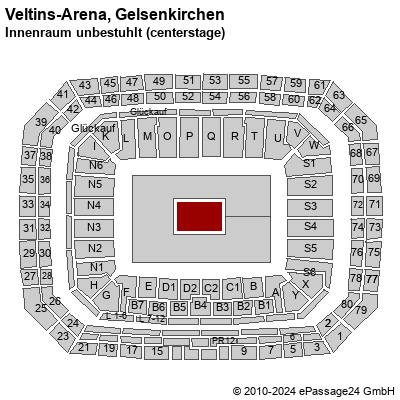 Saalplan Veltins-Arena, Gelsenkirchen, Deutschland, Innenraum unbestuhlt (centerstage)