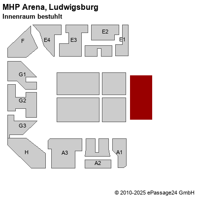 Saalplan MHP Arena, Ludwigsburg, Deutschland, Innenraum bestuhlt