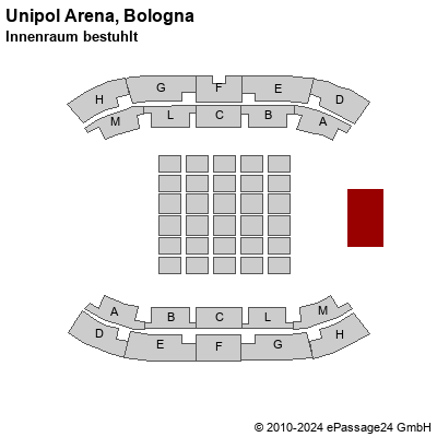 Saalplan Unipol Arena, Bologna, Italien, Innenraum bestuhlt