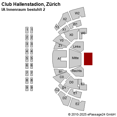 Saalplan Club Hallenstadion, Zürich, Schweiz, IA Innenraum bestuhlt 2