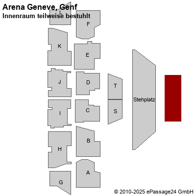 Saalplan Arena Geneve, Genf, Schweiz, Innenraum teilweise bestuhlt