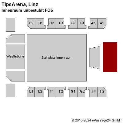 Saalplan TipsArena, Linz, Österreich, Innenraum unbestuhlt FOS