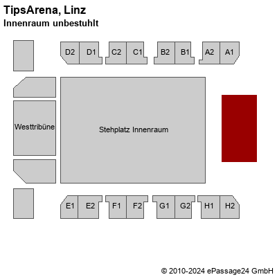 Saalplan TipsArena, Linz, Österreich, Innenraum unbestuhlt