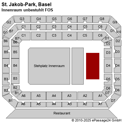 Saalplan St. Jakob-Park, Basel, Schweiz, Innenraum unbestuhlt FOS