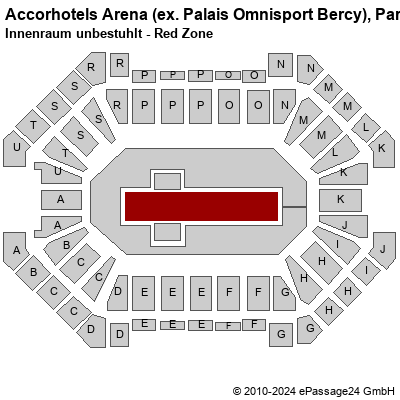 Saalplan Accorhotels Arena (ex. Palais Omnisport Bercy), Paris, Frankreich, Innenraum unbestuhlt - Red Zone