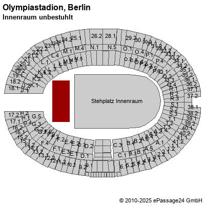 Saalplan Olympiastadion, Berlin, Deutschland, Innenraum unbestuhlt