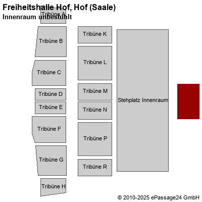 Saalplan Freiheitshalle Hof, Hof (Saale), Deutschland, Innenraum unbestuhlt