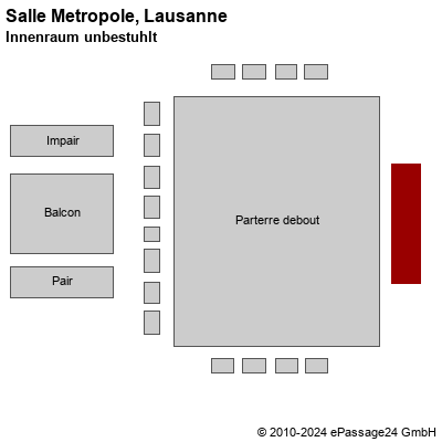 Saalplan Salle Metropole, Lausanne, Schweiz, Innenraum unbestuhlt