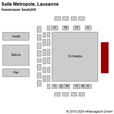 Saalplan Salle Metropole, Lausanne, Schweiz, Innenraum bestuhlt