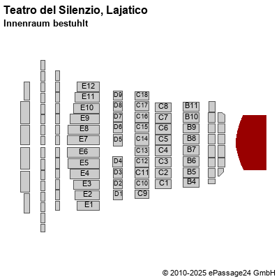 Saalplan Teatro del Silenzio, Lajatico, Italien, Innenraum bestuhlt