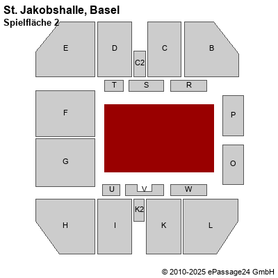 Saalplan St. Jakobshalle, Basel, Schweiz, Spielfläche 2