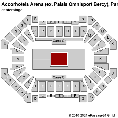 Saalplan Accorhotels Arena (ex. Palais Omnisport Bercy), Paris, Frankreich, centerstage