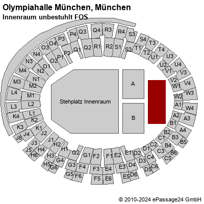 Saalplan Olympiahalle München, München, Deutschland, Innenraum unbestuhlt FOS