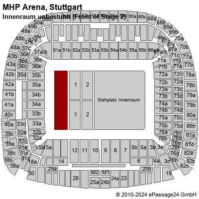 Saalplan MHP Arena, Stuttgart, Deutschland, Innenraum unbestuhlt (Front of Stage 2)